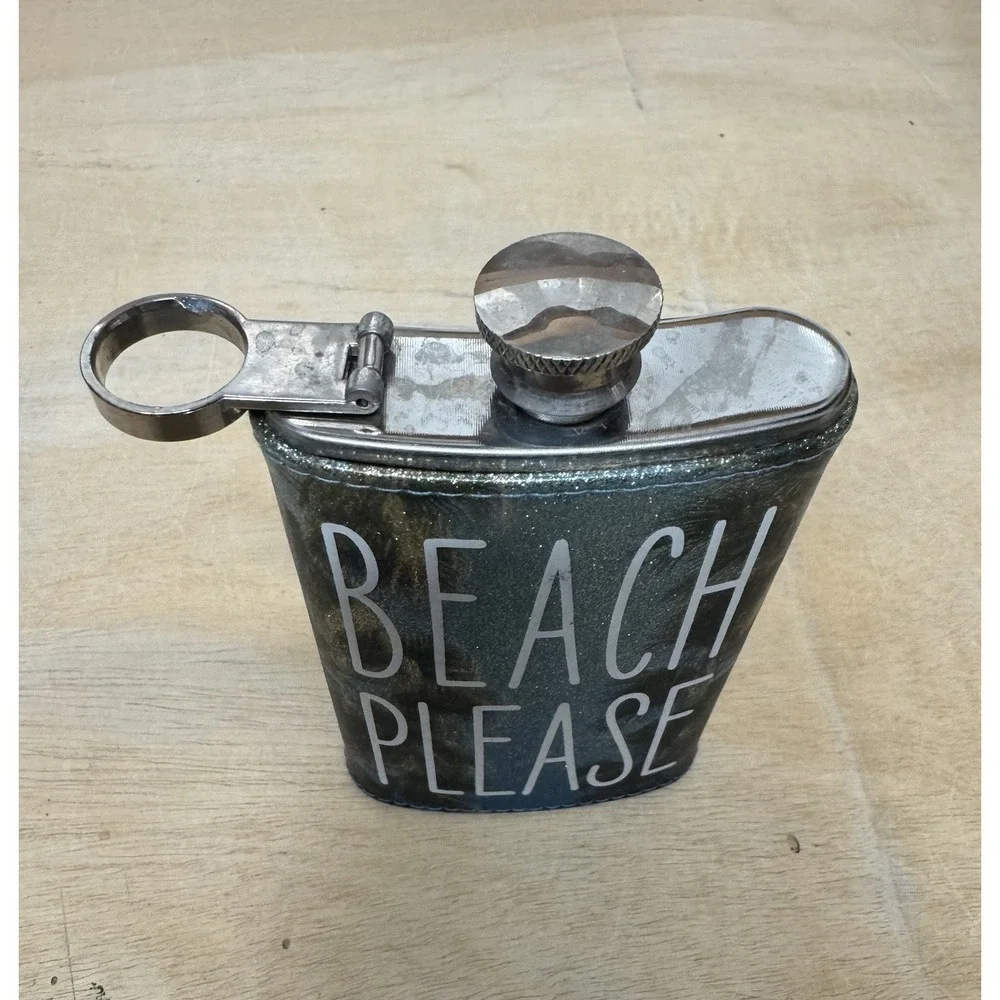 Beach Please Glitter Flask Palm Trees 5